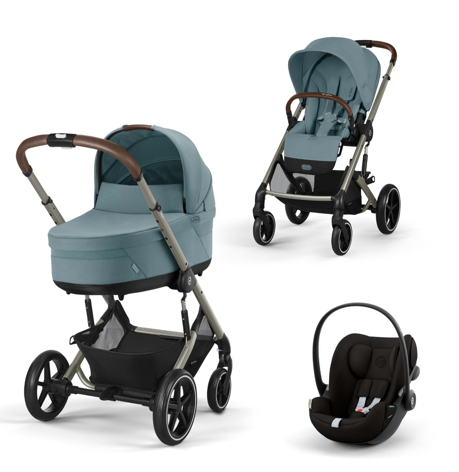 עגלת תינוק משולבת סייבקס - טיולון ועריסה Cybex Balios TS5 בצבע Stormy Blue, עם סל-קל Cloud G עגלת תינוק משולבת סייבקס - טיולון ועריסה Cybex Balios TS5 בצבע Stormy Blue, עם סל-קל Cloud G