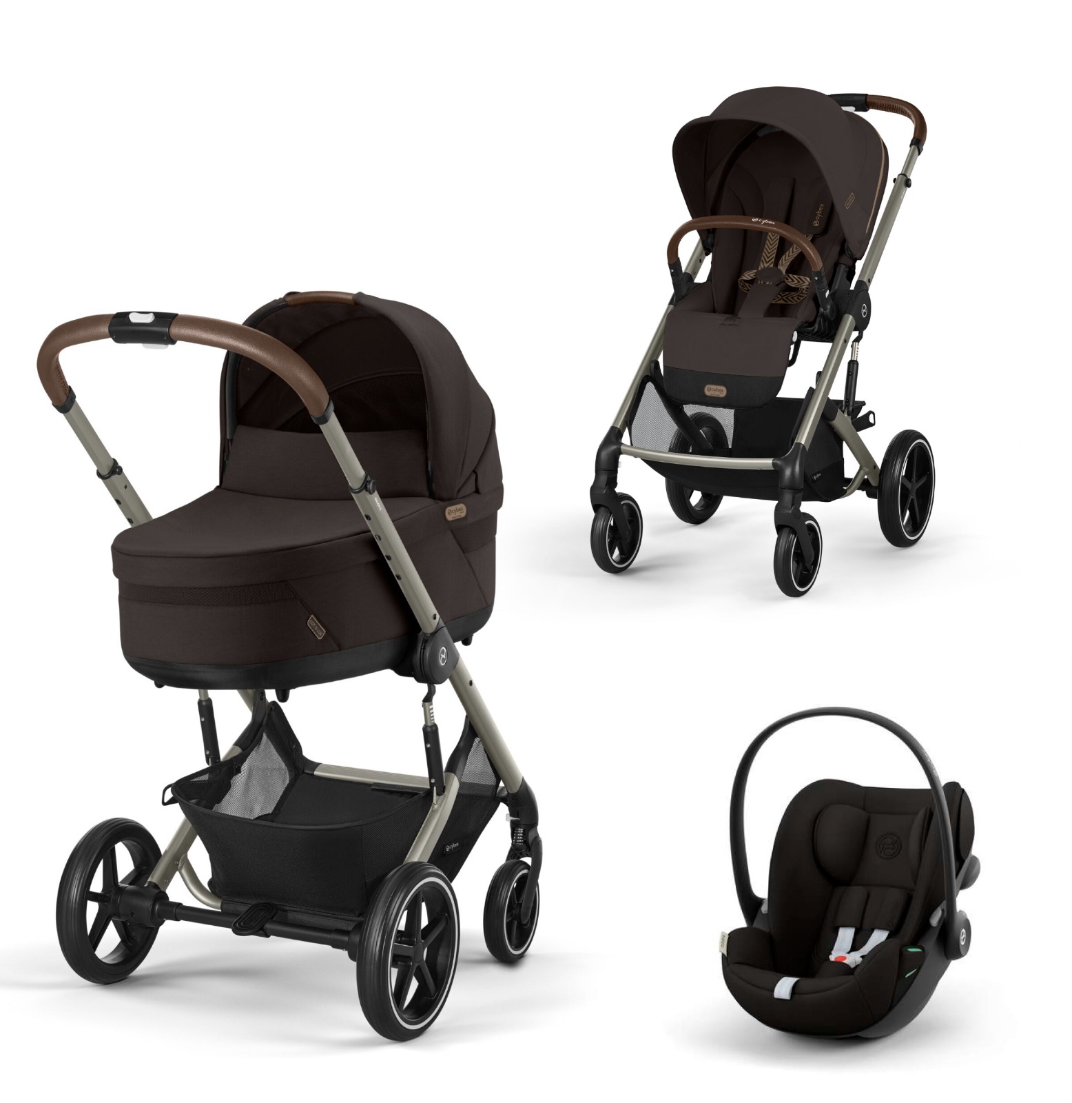 עגלת תינוק משולבת סייבקס - טיולון ועריסה Cybex Balios TS5 בצבע Chocolate Brown , עם סל-קל Cloud G עגלת תינוק משולבת סייבקס - טיולון ועריסה Cybex Balios TS5 בצבע Chocolate Brown , עם סל-קל Cloud G