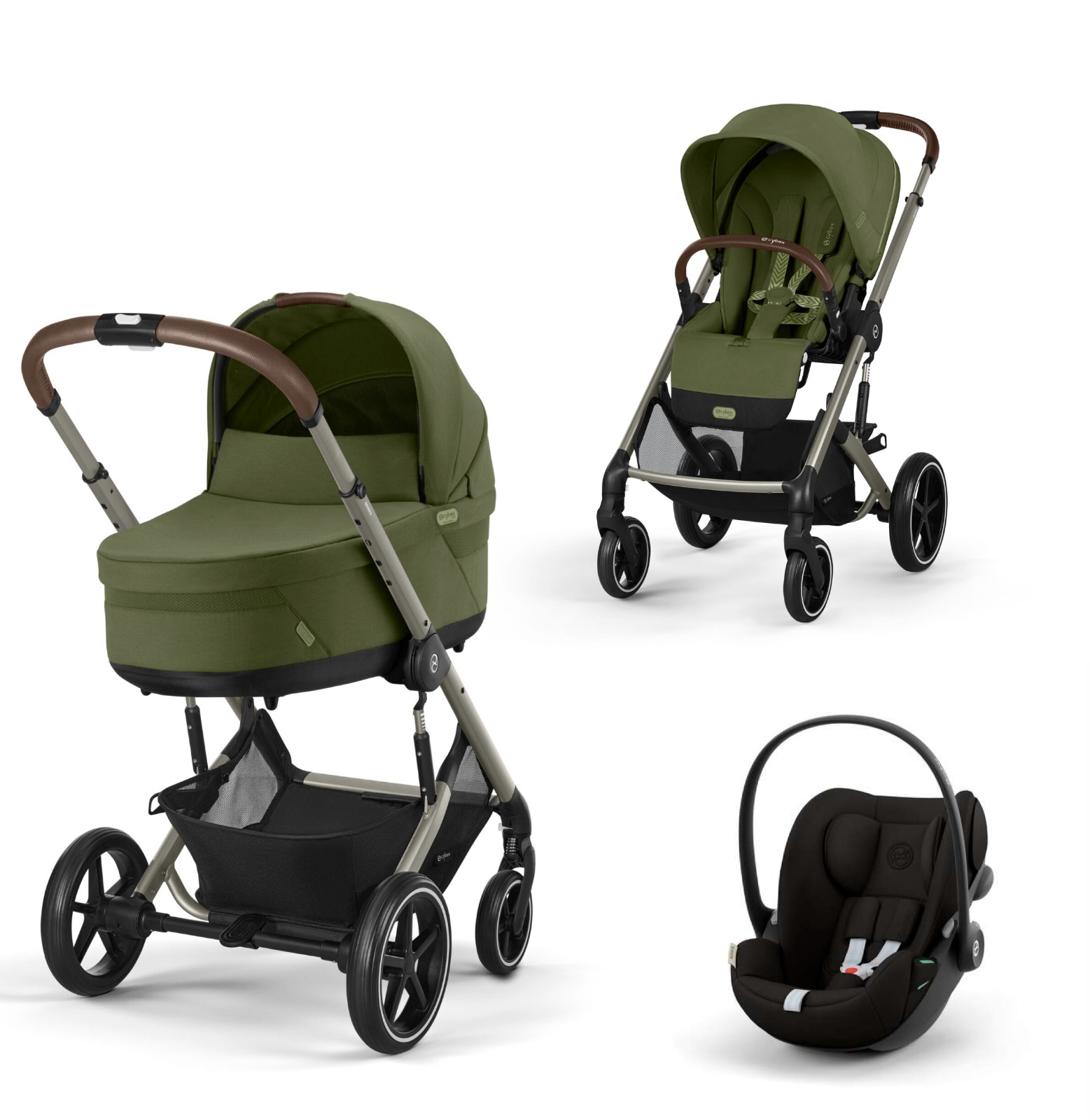 עגלת תינוק משולבת סייבקס - טיולון ועריסה Cybex Balios TS5 בצבע Moss Green , עם סל-קל Cloud G עגלת תינוק משולבת סייבקס - טיולון ועריסה Cybex Balios TS5 בצבע Moss Green , עם סל-קל Cloud G