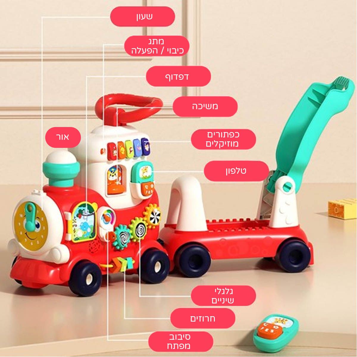 ���� �����/����� ���� ���� � Hola Toys 4in 1 Smart Learning Push & Ride Train